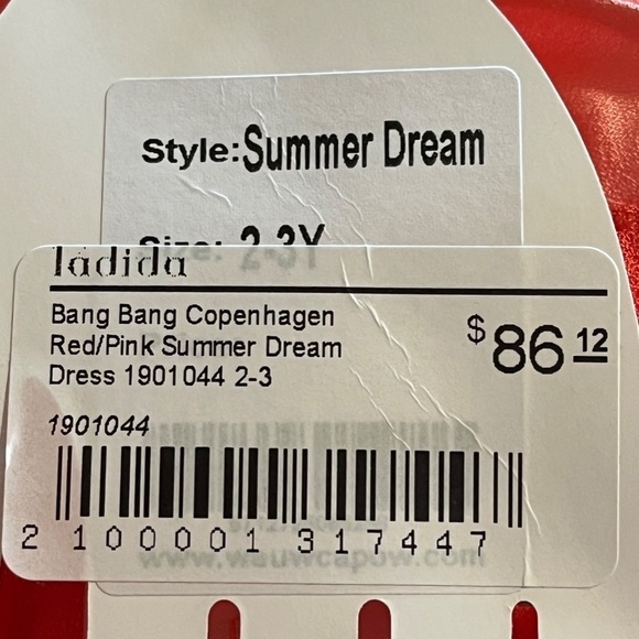 Bang Bang Copenhagen Girls Dress Size 2-3Y Summer Color Bird Red Pink Maxi Cute - Picture 12 of 12